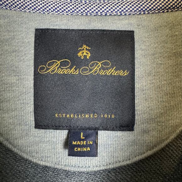 Brooks Brothers Blue Long Sleeve Quarter Zip 100% Cotton Pullover Sweater - Picture 6 of 7